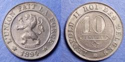 World Coins - Belgium, Leopold II 1894, Copper Nickel 10 Centimes