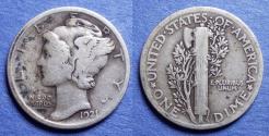 Us Coins - United States,  1921, Silver Mercury dime