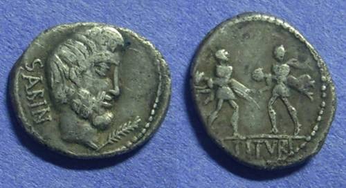 Ancient Coins - Roman Republic - L Titurius L f Sabinus Denarius - 89 BC