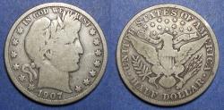 Us Coins - United States,  1907-D, Silver Barber Half Dollar