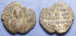 Ancient Coins - Byzantine Empire, 26mm Circa 1000 AD, Lead Seal