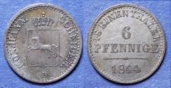 World Coins - Germany, Hannover, Ernst August 1844 B, Silver 6 Pfennig