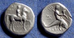 Ancient Coins - Calabria, Taras 272-240 BC, Silver Nomos