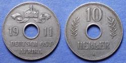 World Coins - German East Africa, Wilhelm II 1911 A, Copper-Nickel 10 Heller