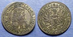 World Coins - Germany, Silesia, Duchy of Oels, Sylvius Friedrich 1664-1697, Silver 6 Kreuzer