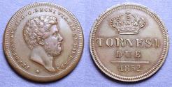 World Coins - Italy, Naples, Ferdinando II 1852, Copper 2 Tornesi
