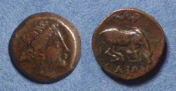 Ancient Coins - Larrisa, Thessaly 380-337 BC, Dichalkon