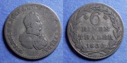 World Coins - Germany, Hesse-Cassel, Wilhelm II 1830, Silver 1/6 Taler