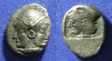 Ancient Coins - Mysia, Lampsakos Crica 300 BC, Trihemiobol