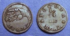 World Coins - Colombia,  1847, Silver 1/4 real