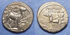 Ancient Coins - Roman Republic, M Aemilius Scaurus & Pub. Plautius Hypsaeus 58 BC, Silver Denarius