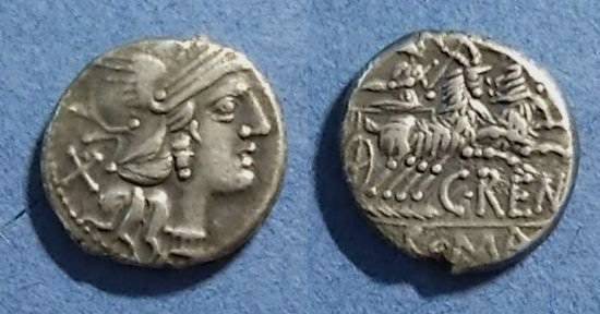 Ancient Coins - Roman Republic, C Renius 138 BC, Denarius