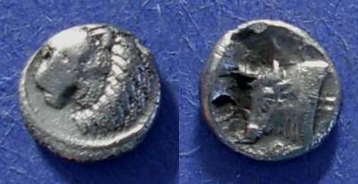 Ancient Coins - Uncertain, Caria 400-340 BC, Hemiobol