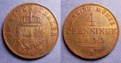 World Coins - Germany, Prussia, Wilhelm I 1871 A, Copper 4 Pfennig