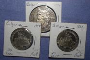 World Coins - Bulgaria, Group of three high grade silver coins 1974 & 2 x 1988,  5 Leva & 2 x 20 Leva