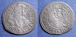 World Coins - Germany, Wurttemburgh-Oels, Sylvius Friedrich 1674, Silver 3 Kreuzer