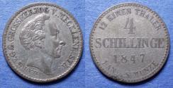 World Coins - Germany, Mecklenburg-Strelitz, Georg 1847, Billon 4 Schillinge