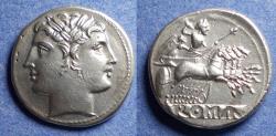 Ancient Coins - Roman Republic, Anonymous 225-212 BC, Silver Quadrigatus