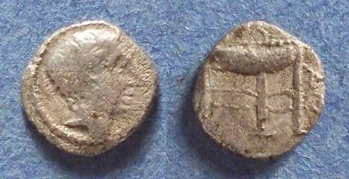 Ancient Coins - Thracian imitation, Chalkidian League Type Circa 375 BC, Apollo / Tripod