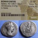 Ancient Coins - Roman Empire, Sabina 128-137, Silver Denarius