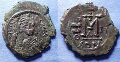 Ancient Coins - Byzantine Empire, Maurice Tiberius 582-602, Bronze Follis