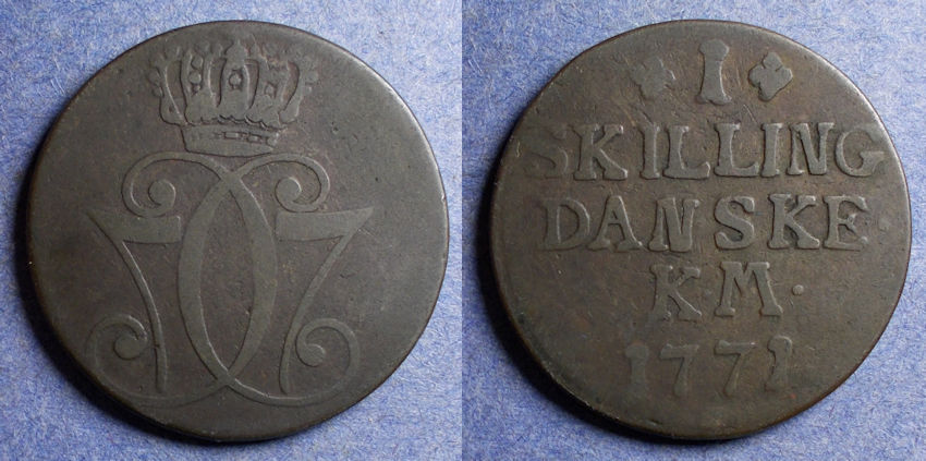 Denmark, Christian VII 1771, Copper Skilling | European Coins