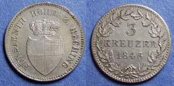 World Coins - Germany, Hohenzollern-Hechingen, Karl I 1846, Silver 3 Kreuzer