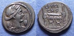 Ancient Coins - Roman Republic, L Furius Cn f Brocchus 63 BC, Silver Denarius