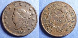 Us Coins - United States,  1826,  Coronet Head Cent F12