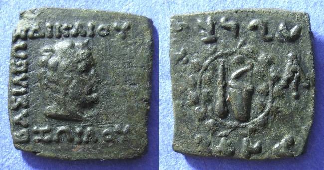 Ancient Coins - Bactrian Kingdom - Zoilos  Circa 130-120BC Square AE22