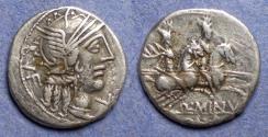 Ancient Coins - Roman Republic, Q Minucius Rufus 122 BC, Silver Denarius