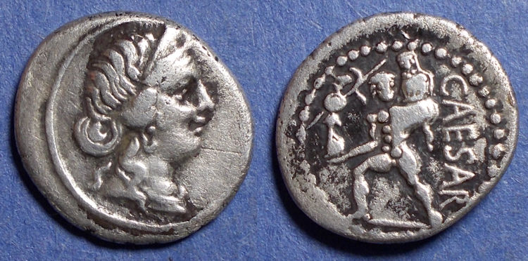 Roman Imperatorial, Julius Caesar Struck 47-46 BC, Silver Denarius