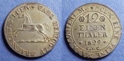 World Coins - Germany, Brunswick-Wolfenbuttel, Karl II 1829, Silver 1/12 Taler