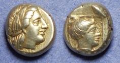 Ancient Coins - Lesbos, Mytilene 377-326 BC, Electrum Hekte