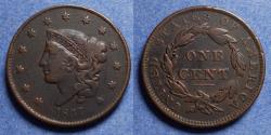 Us Coins - United States,  1837,  Coronet Cent