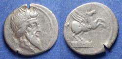Ancient Coins - Roman Republic, Q Titius 90 BC, Silver Denarius