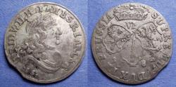 World Coins - Germany, Brandenburg, Friedrich Wilhelm 1685 HS, Silver 6 Groscher