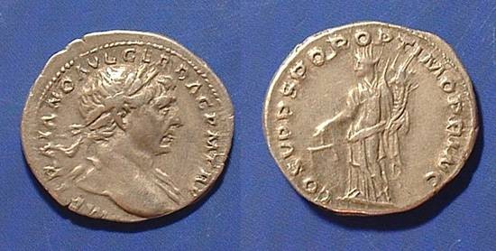 Ancient Coins - Trajan 98-117 AD Denarius 