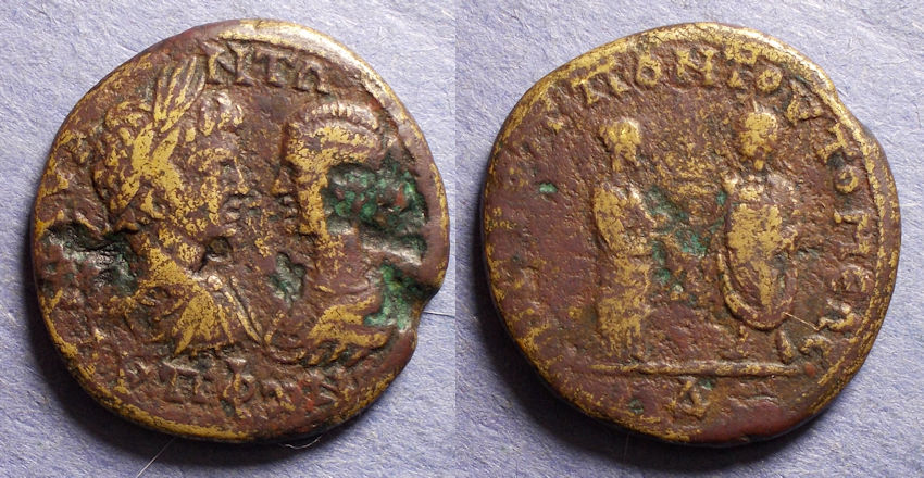 Moesia Inferior Tomis Caracalla With Plautilla 202 205 Bronze AE25 Moesia Inferior Tomis Caracalla With Plautilla 202 205 Bronze AE25