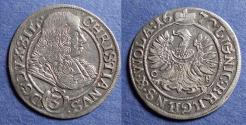 World Coins - Germany, Liegnitz Brieg, Christian 1670, Silver 3 Kreuzer