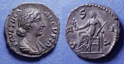 Ancient Coins - Roman Empire, Faustina Jr 147-175, Silver Denarius