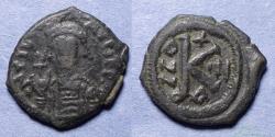 Ancient Coins - Byzantine Empire, Maurice Tiberius 582-602, Bronze Half Follis