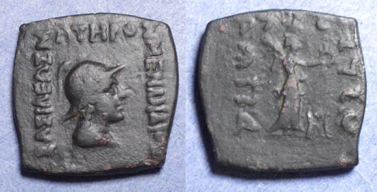 Bactria, Menander 155-130, Bronze AE22 Square | Ancient