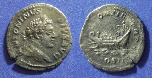 Ancient Coins - Caracalla 198-217AD Denarius - Galley reverse (Rarer - legend than "ADVENTVS")