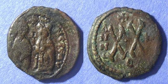 Ancient Coins - Byzantine Empire, Phocas 602-610, Half Follis