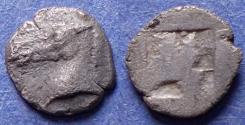 Ancient Coins - Aeolis, Kyme 480-450 BC, Silver Tetartemorion