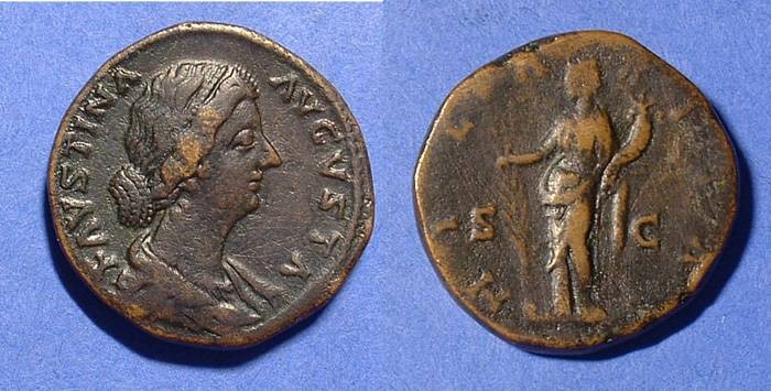Ancient Coins - Faustina Jr (Wife of Aurelius) D. 175AD Sestertius - Choice portrait