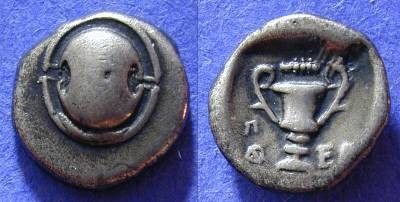 Ancient Coins - Thebes Boeotia - Hemidrachm 425-375 BC