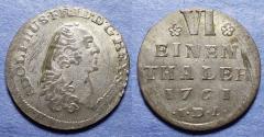 World Coins - Sweden - Pomerania, Adolf Fredrik 1761 IDL, Silver 1/6 Thaler