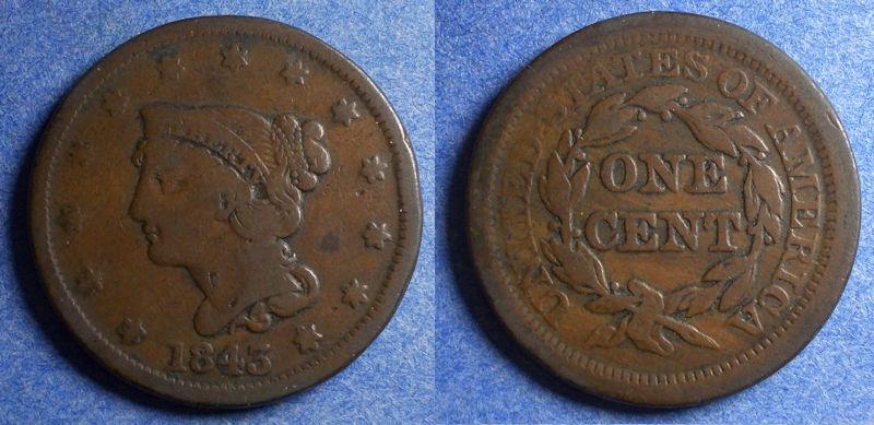 United States, 1843, Braided Hair Cent